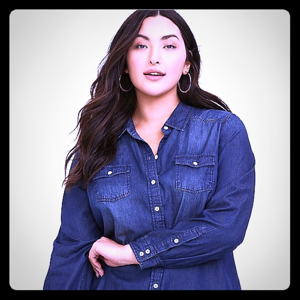 Torrid denim button up - never worn!